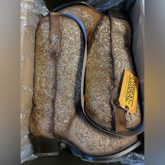 Nwt Corral Saddle Glitter Swirl Overlay Boots Sz 9.5 - Picture 5 of 7